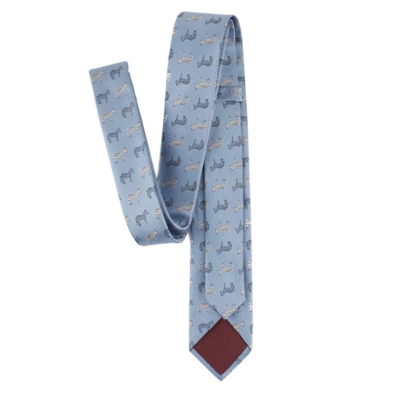 Secdtie Big Boy Blue Silk Cravat Novelty Tie Zebra Casual Ribbed Necktie Neckwear Holiday Gifts for Men - Image 5